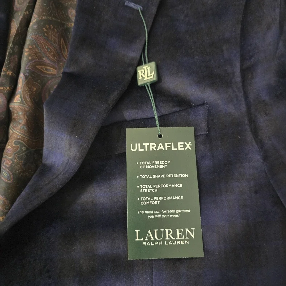 Lauren Ralph Lauren Lexington Sport Coat Mens 40L Ultraflex Velvet Plaid NWT‎
